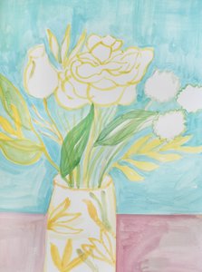 Vaso floral amarelo suave de Iria Fernandez