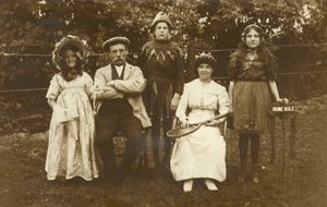 Família, desgastar, fantasia, vestido