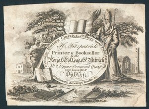 H Fitzpatrick, impressor e livreiro do Royal College of Saint Patrick, cartão comercial de Irish School
