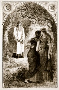 São Patrício encontrou-se com virgens no bosque de Fochlut, de The Trias Thaumaturga, ou "Três Santos da Obra-Maravilha da Irlanda", de Mary Cusack (1829-99), publicada em 1890 de Irish School