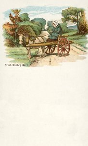 Mulher com burro e carroça, Irlanda (chromolitho)