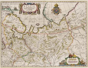 Mapa da Rússia de: Partes Septentrionalis et Orientalis, 1630s de Isaac Abrahamsz. Massa