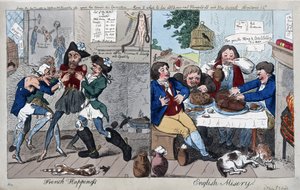 Felicidade Francesa: English Misery, pub. 1793 (gravura colorida à mão)