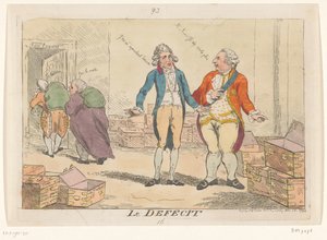 Caricatura da crise financeira francesa, 1788 Le Defecit (título no objeto)