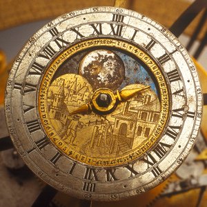 Pormenor do mostrador de um globo celeste com mecanismo de relógio de Isaac III Habrecht