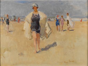 Senhora na praia de Viareggio