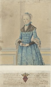 Retrato de Maria van IJsseldijk, peça de joelho em pé de Isaac Lodewijk la Fargue van Nieuwland