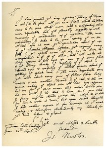Carta de Sir Issac Newton a William Briggs, 20 de junho de 1682.
