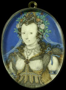 Retrato de uma mulher disfarçada de Flora de Isaac Oliver