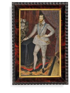 Robert Devereux, segundo conde de Essex (pergaminho com armação de tartaruga e suporte de ouro) de Isaac Oliver
