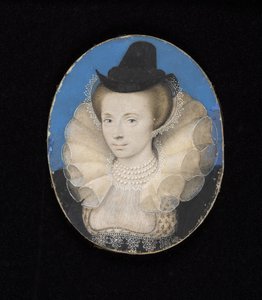 Senhora desconhecida, c.1595-1600 (aquarela sobre pergaminho colocada no cartão) de Isaac Oliver