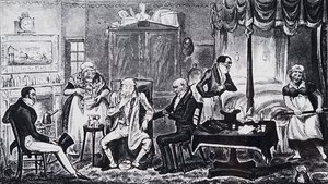 Um homem que sofre dos efeitos do excesso de indulgência de Isaac Robert Cruikshank