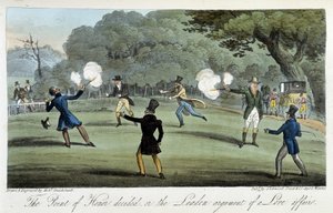 Duelo com uma pistola por uma questão de coração - em "The english spy" de Charles Molloy Westmacott, doente. por Robert Cruikshank, Londres de Isaac Robert Cruikshank