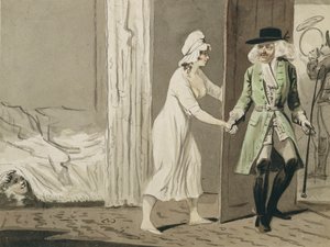 O Cuckold parte para a Caça, c.1800 (caneta e tinta com wc no papel)