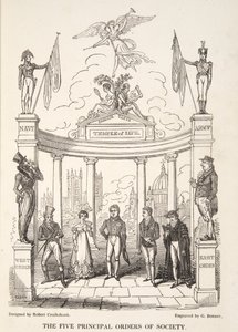 As cinco ordens principais da sociedade, do espião inglês, bar. 1824 (gravura colorida à mão) de Isaac Robert Cruikshank