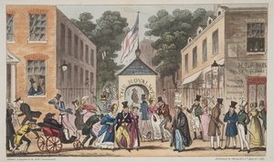 O Royal Wells, Cheltenham ou afecções espasmódicas de Spa Waters, do The English Spy, pub. 1824 (gravura colorida à mão) de Isaac Robert Cruikshank