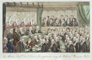 O primeiro romance, a primeira aparição de Dick Gradus entre os dignitários do Westminster Hall, publicou 1824 de Isaac Robert Cruikshank