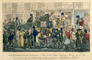 Adega de cavalos brancos, Piccadilly De: 36 cenas da vida real, 1821 de Isaac Robert Cruikshank