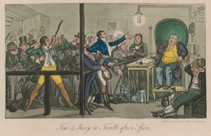 Tom e Jerry em apuros depois de uma farra de Isaac, Robert and George Cruikshank