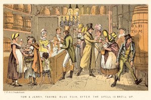 Tom e Jerry, levando a ruína azul, depois que o feitiço é quebrado de Isaac, Robert and George Cruikshank