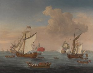 Navios no estuário do Tamisa, perto de Sheerness de Isaac Sailmaker