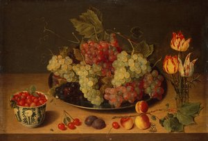 Natureza morta com frutas e flores (óleo) de Isaac Soreau
