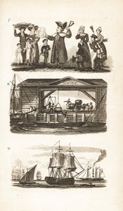 O Bellman, um navio e barcaça a carvão do cais de Londres