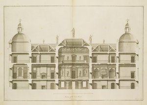 Houghton Hall: seção da Frente Oriental, gravada por Pierre Fourdrinier, 1735 (ver também 64902 e 64904) de Isaac Ware