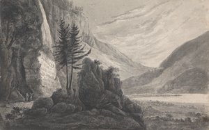 Paisagem montanhosa com inscrição em Salomon Gessner (Suíça)