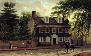 Washingtons Residence em Germantown, c.1880 (óleo no moinho) de Isaac Williams