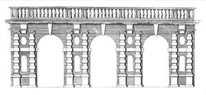 Design para uma arcada com balaustrada de cima dos jardins de Wilton, c.1645