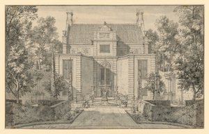Vista do jardim de uma distinta casa holandesa de Isaac de Moucheron