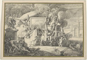 Sátira sobre a pintura e a Academia Francesa
Le Triomfe du Vangeur d