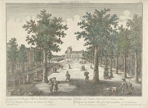 Vista do Buitenhof em Haia
Vuë du Buyten-Hof, a la Haye. (título sobre o objecto) de Isaac van Haastert