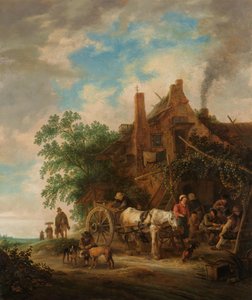 Pousada de campo com cavalo e carroça