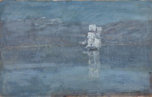 Paisagem com um barco à vela, final da década de 1890 de Isaak Ilyich Levitan
