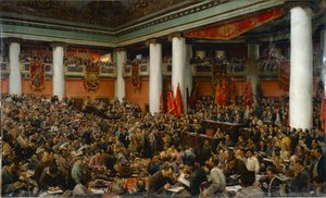 Deuxieme congres du Komintern (Internationale communiste) - A abertura festiva do Segundo Congresso da Internacional Comunista (Comintern) - Isaak Izrailevich Brodsky (1884-1939). Óleo sobre tela