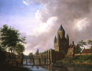 Uma Vista do Kleine Houtpoort, Haarlem de Isaac Ouwater