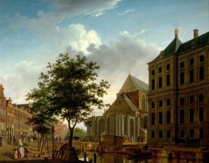 Parte traseira da igreja nova e da câmara municipal, Amsterdão, Holanda