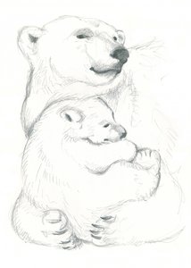 Desenho de urso-polar e cria