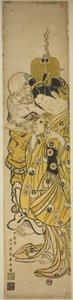 Mulher jovem e Hotei de Ishikawa Toyonobu