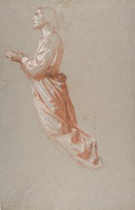 Registro superior de anjo, estudo para pinturas murais na Capela de Saint Remi, Sainte-Clotilde..., 19t de Isidore Pils