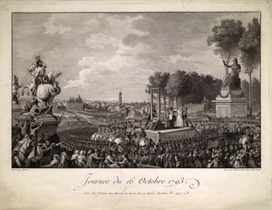 Dia de 16 de outubro de 1793 A execução de Maria Antonieta em 16 de outubro de 1793, c. 1795.
