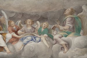 Anjos, músicos anjos e puttos, detalhe do Paraíso com o Pai eterno, c.1623-34 (detalhe de 3496185)