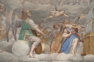 Anjos, músicos anjos e puttos, detalhe do Paraíso com o Pai eterno, c.1623-34 (detalhe de 3496185)