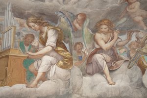 Anjos, músicos anjos e puttos, detalhe do Paraíso com o Pai eterno, c.1623-34 (detalhe de 3496185)