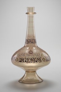Garrafa, encomendada por Dawud, Rasulid Sultan do Iêmen, Dinastia Mameluca, 12961321 (vidro esmaltado e dourado)