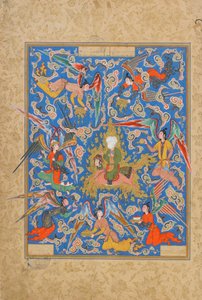 Folio de um Haft Awrang (Sete Tronos) por Jami (d.1492) provavelmente Mashad, Khurasan, Irã, período Safávida, 1556-65 (aquarela opaca, tinta e ouro sobre papel de Islamic School