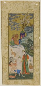 Layla Visiting Majnun in the Desert, página de uma cópia do Khamsa de Nizami de Islamic School