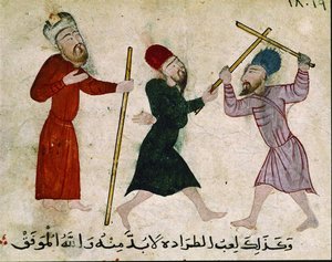 Homens que duelam, do Cairo velho (Fostat), 910-1171 de Islamic School